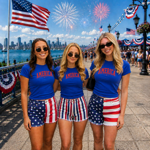 250th Anniversary Shirt, America Shirt, 4th of July Shirt, USA Patriotic Tee, Royal Blue Baby Tee, Summer Americana Top, Fireworks Party Tee