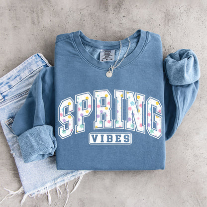 Spring Vibes Sweatshirt, Floral Spring Sweatshirt, Cute Spring Shirt, Pastel Floral Pullover, Women Spring Outfit