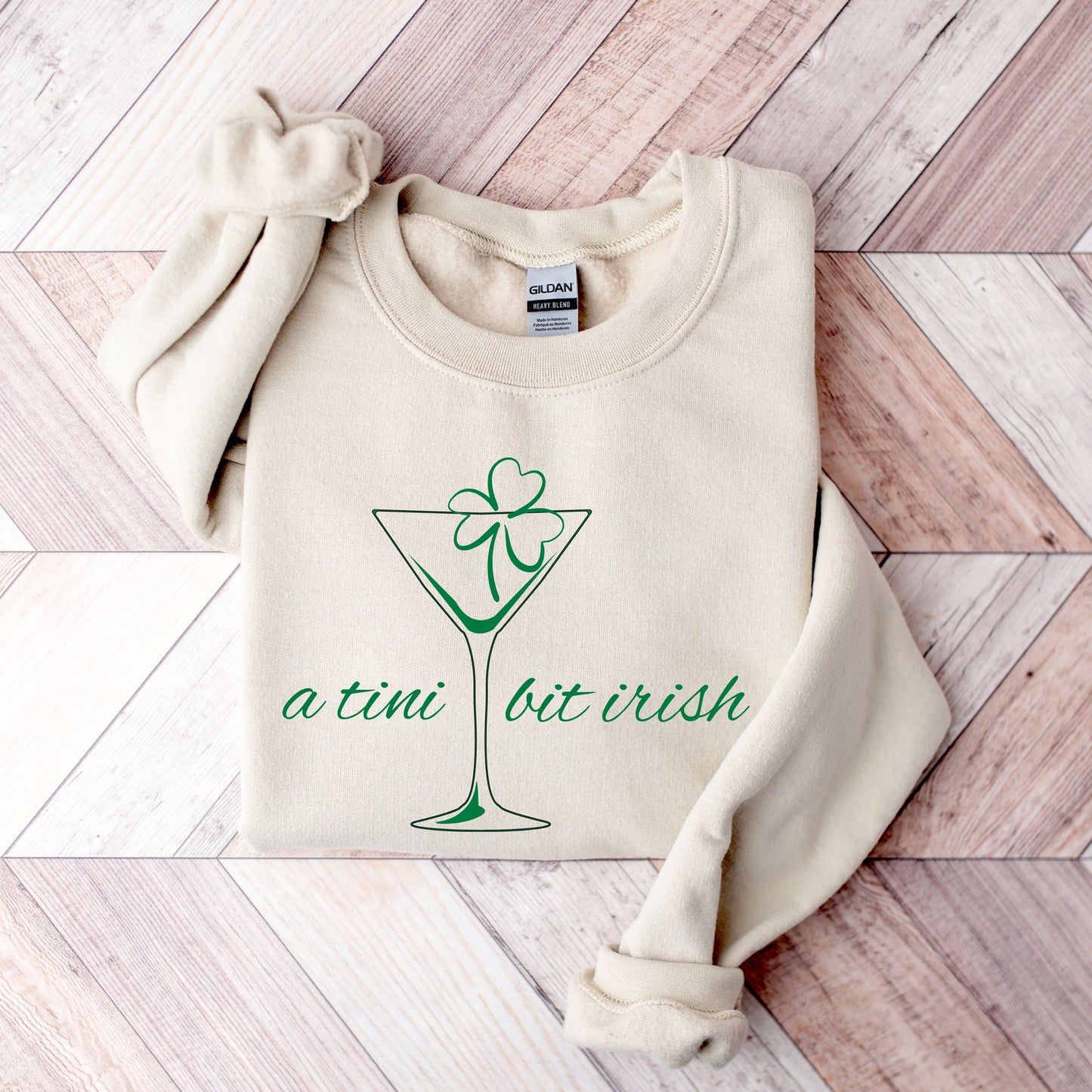 A Tini Bit Irish Sweatshirt, St Patricks Day Crewneck, Funny Irish Sweatshirt, Shamrock Martini Pullover, Green Irish Sweatshirt