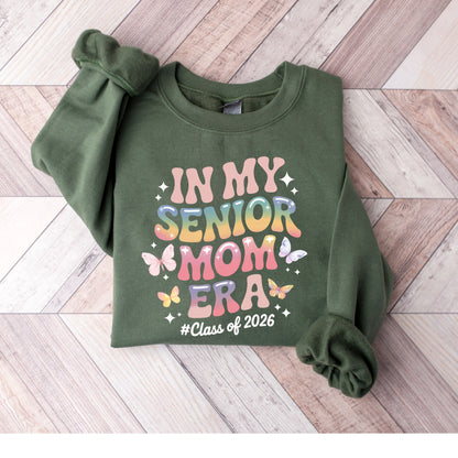Retro Senior Mom 2026 Shirt, Graduation Gift for Mom, Colorful Butterfly Era Pullover, Proud Grad Mom Gift