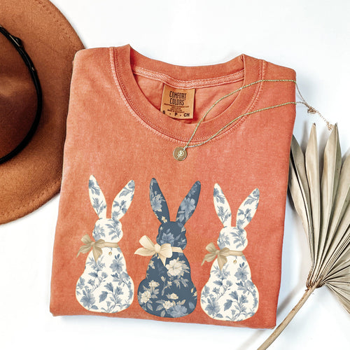 Coquette Bow  Floral Easter Bunny , Cute Easter Shirt for Women, Easter Rabbit T-Shirt, Easter Gift