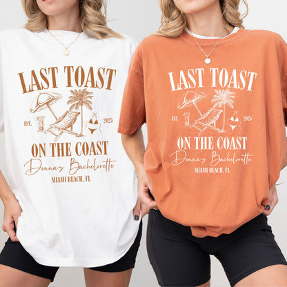 Custom Beach Bachelorette Party Shirts, Last Toast on the Coast,Custom Bachelorette Shirts,Personalized Luxury Bachelorette,Social Club Bach