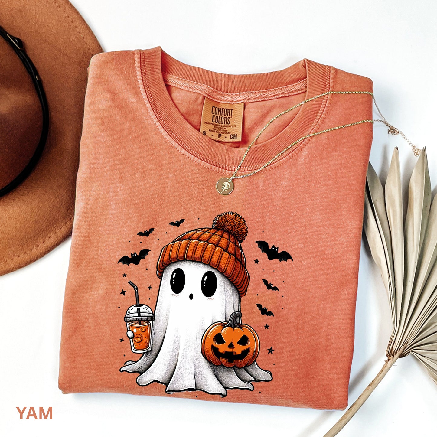 Comfort Colors® Сute Ghost Coffee Shirt, Сute Little Ghost Iced Coffee t-shirt, Boo Ghost Shirt, Ghost Coffee Shirt, Halloween Coffee Lovers