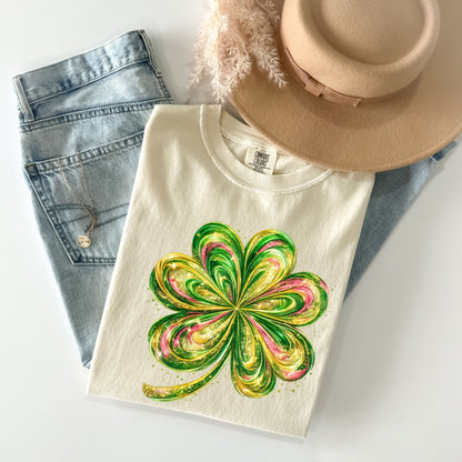 Four Leaf Clover T-shirt, Shamrock Shirt,  St Patricks Day Tee, Lucky Charm Shirt, Irish Pride Graphic Top