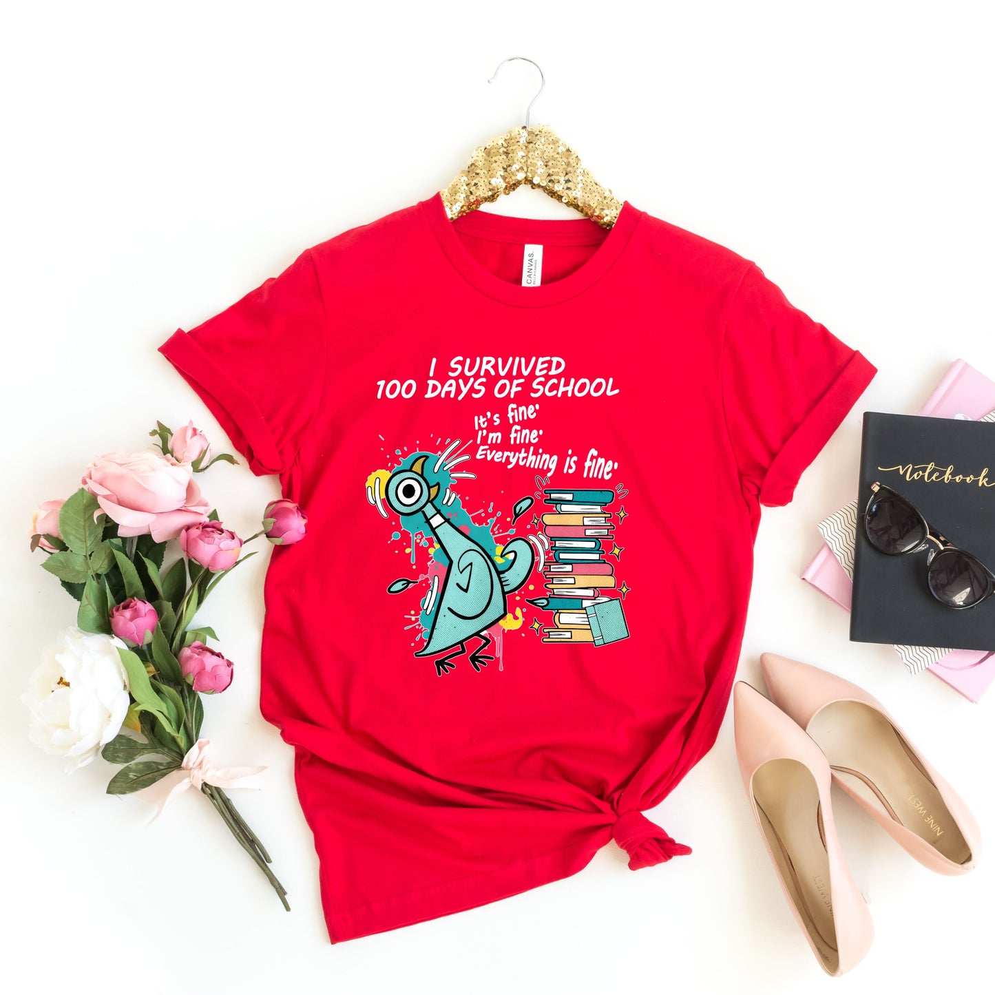 I Survived 100 Days of School Shirt – Funny Teacher & Student Tee, 100th Day of School Celebration T-Shirt