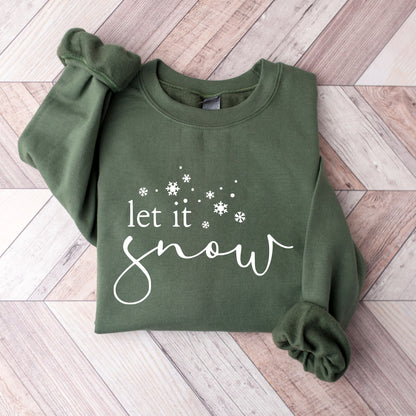 Let It Snow Sweatshirt, Winter Crewneck Sweatshirt, Cozy Snowflake Pullover, Unisex Winter Sweatshirt, Cold Weather Outfit, Snow Hoodie