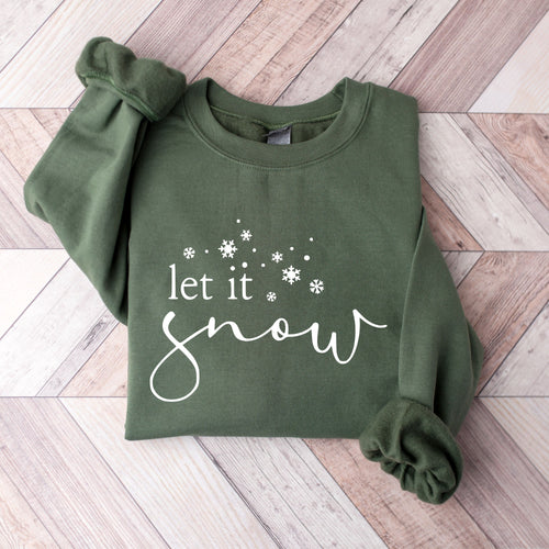 Let It Snow Sweatshirt, Winter Crewneck Sweatshirt, Cozy Snowflake Pullover, Unisex Winter Sweatshirt, Cold Weather Outfit, Snow Hoodie