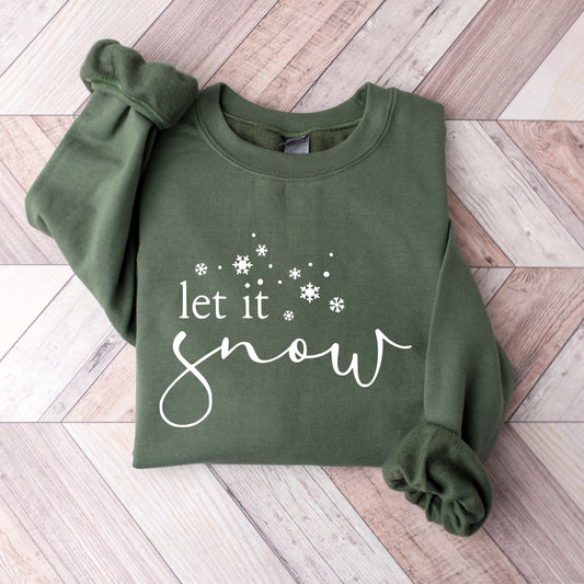 Let It Snow Sweatshirt, Winter Crewneck Sweatshirt, Cozy Snowflake Pullover, Unisex Winter Sweatshirt, Cold Weather Outfit, Snow Hoodie