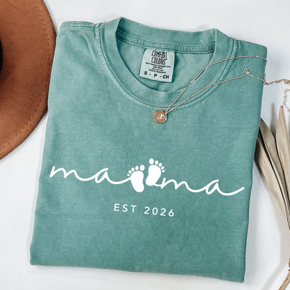 Custom Mama Est 2026 Shirt -  Personalized Motherhood T-Shirt - New Mom Gift