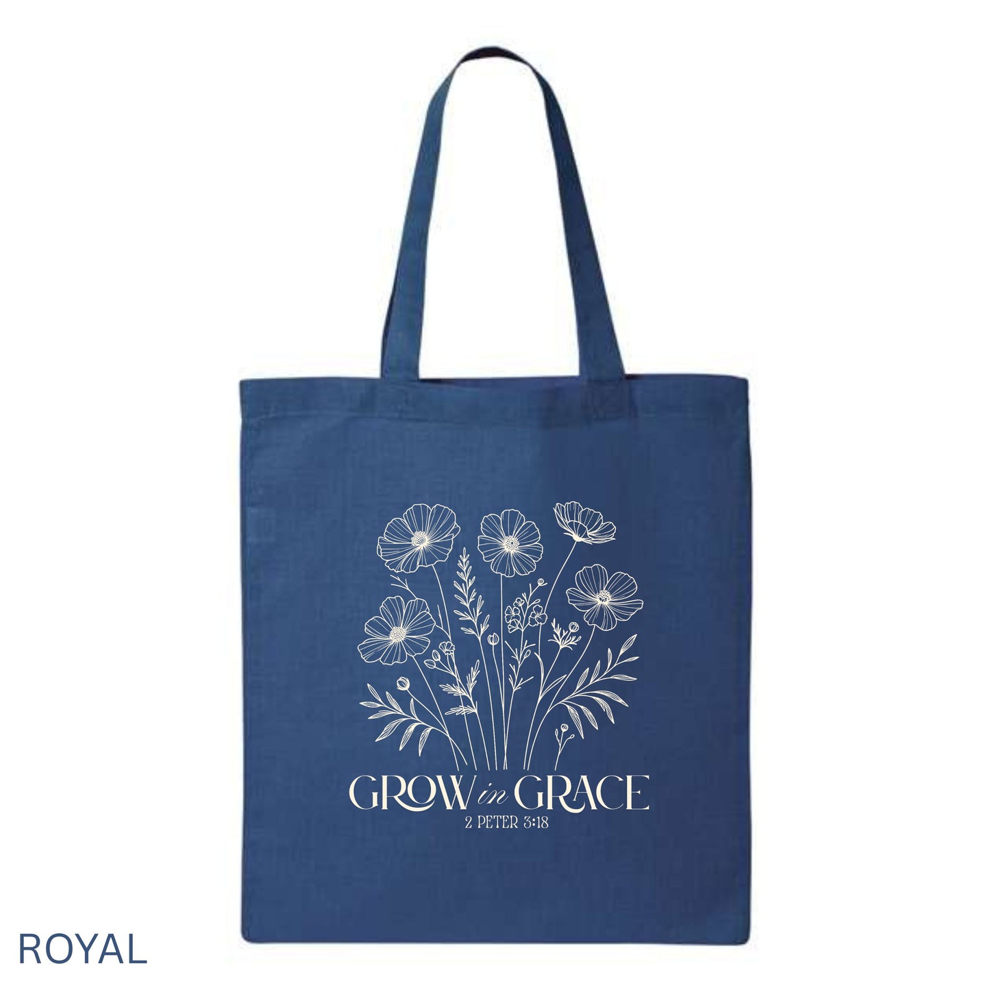 Canvas Tote Bag – Grow in Grace Tote Bag- Eco-Friendly, Durable, Everyday Shoulder Bag for Shopping, Work & Travel