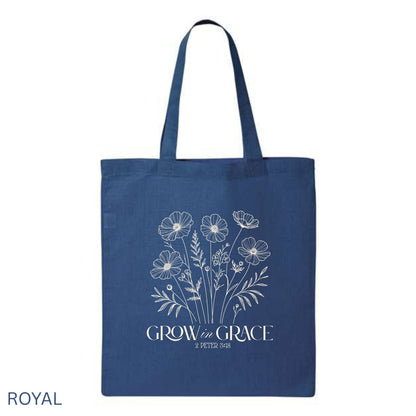 Canvas Tote Bag – Grow in Grace Tote Bag- Eco-Friendly, Durable, Everyday Shoulder Bag for Shopping, Work & Travel