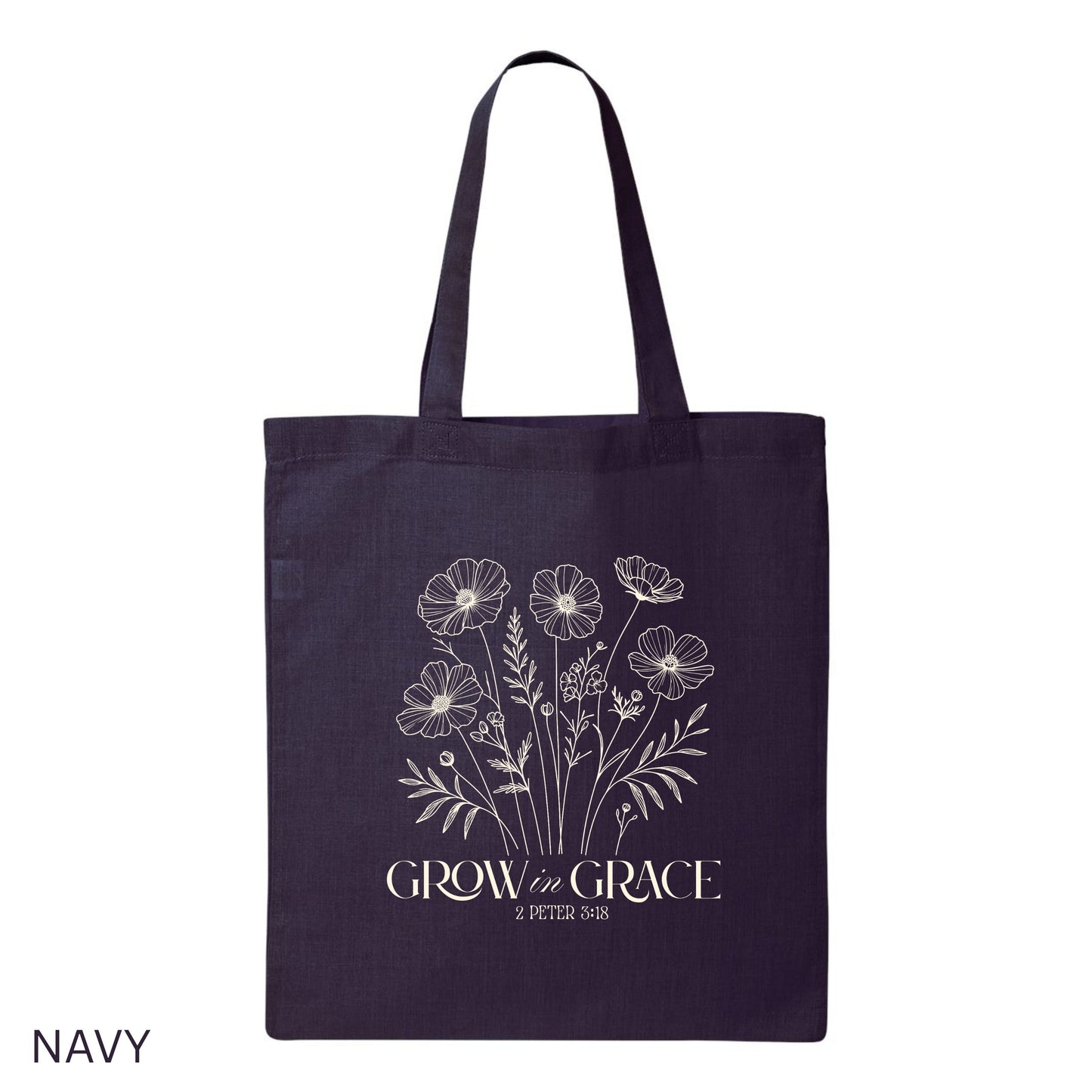 Canvas Tote Bag – Grow in Grace Tote Bag- Eco-Friendly, Durable, Everyday Shoulder Bag for Shopping, Work & Travel