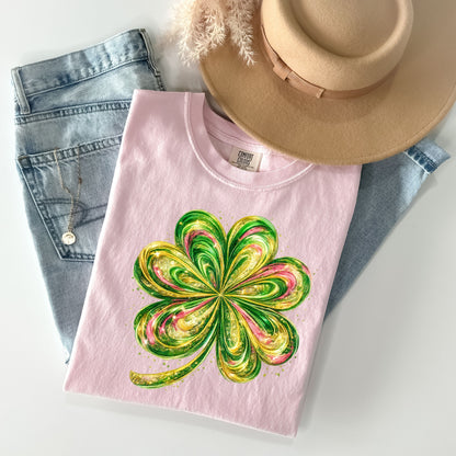 Four Leaf Clover T-shirt, Shamrock Shirt,  St Patricks Day Tee, Lucky Charm Shirt, Irish Pride Graphic Top