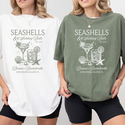 Seashells and Wedding Bells Beach Bachelorette Shirt, Beach Seashell Shirt, Custom Bachelorette Shirts, Comfort Colors Beach Cover up shirt