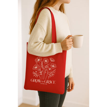 Canvas Tote Bag – Grow in Grace Tote Bag- Eco-Friendly, Durable, Everyday Shoulder Bag for Shopping, Work & Travel