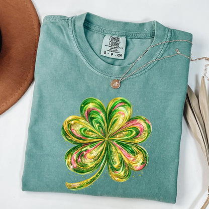 Four Leaf Clover T-shirt, Shamrock Shirt,  St Patricks Day Tee, Lucky Charm Shirt, Irish Pride Graphic Top