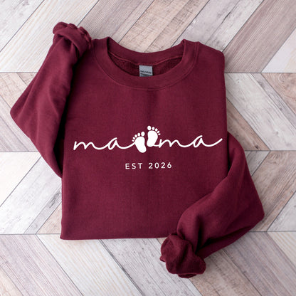 Mama Est 2026 Sweatshirt | Custom New Mom Gift | Baby Announcement Crewneck