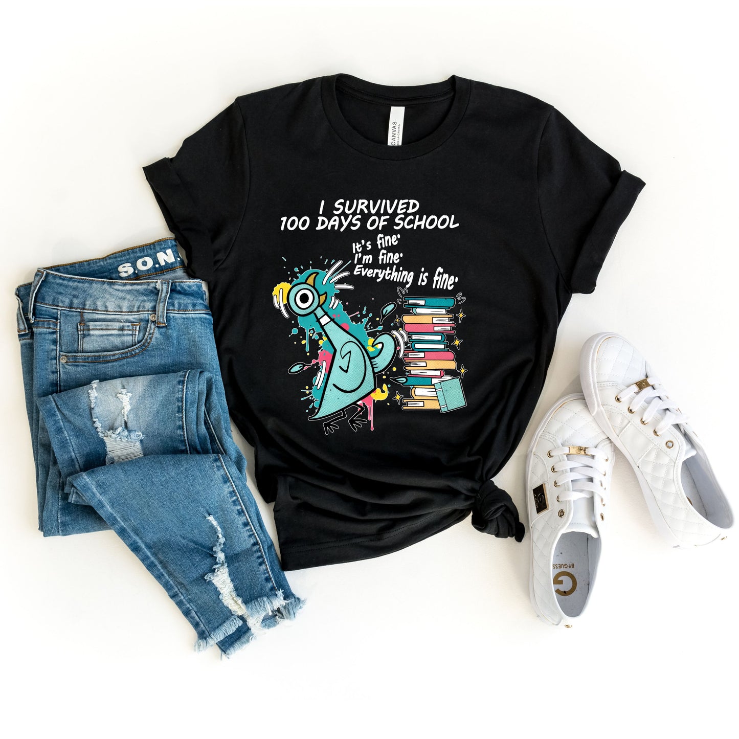 I Survived 100 Days of School Shirt – Funny Teacher & Student Tee, 100th Day of School Celebration T-Shirt