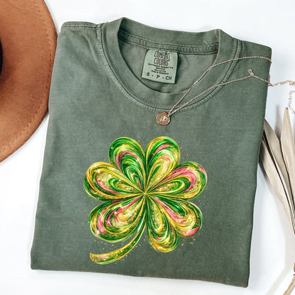 Four Leaf Clover T-shirt, Shamrock Shirt,  St Patricks Day Tee, Lucky Charm Shirt, Irish Pride Graphic Top