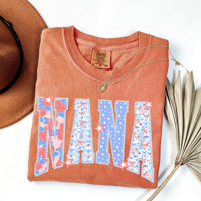 Coquette Patriotic Mama Mini Matching Shirts, Fourth of July Mommy and Me Tee, Floral Bow USA Shirt, 250th Years USA  Anniversary Family Outfit