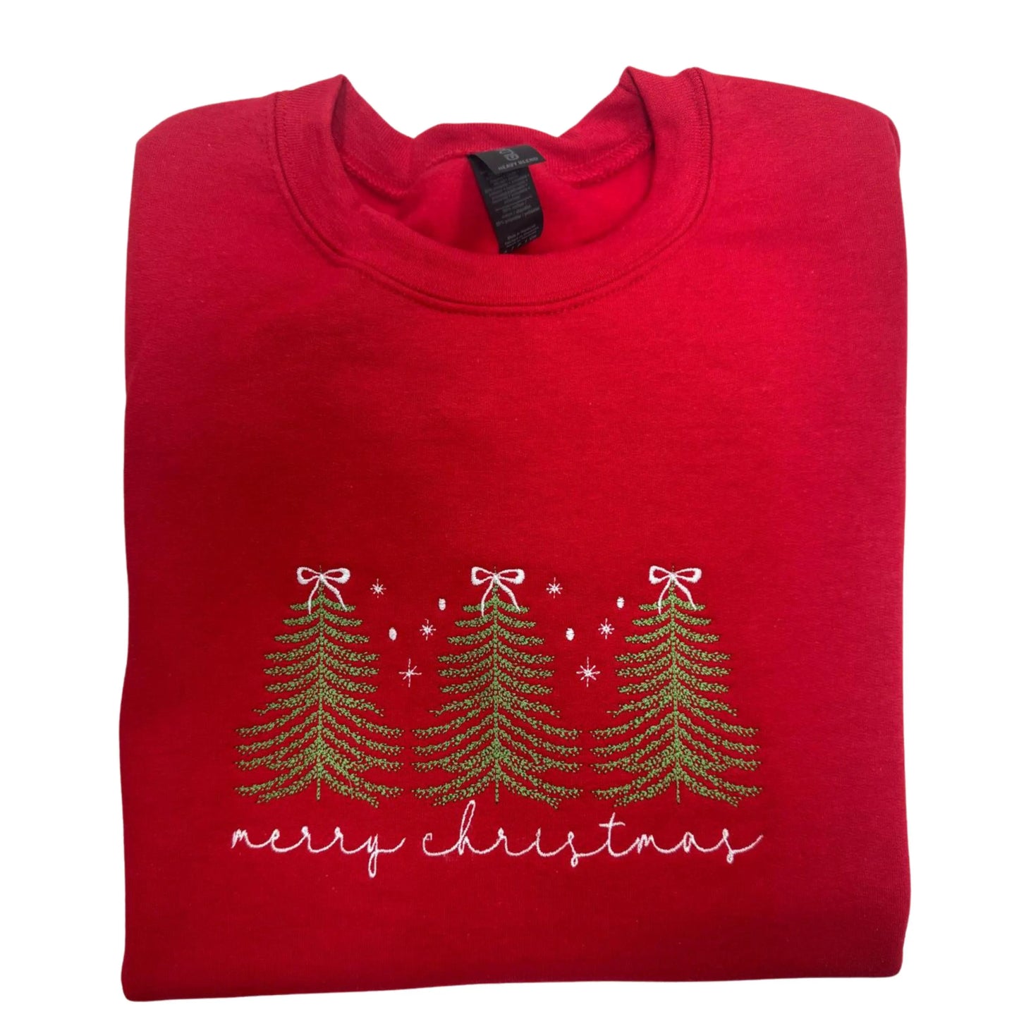 Merry Christmas Embroidered Sweatshirt, Christmas Trees Jumper, Cute Christmas Hoodie, Holiday Crewneck Gift, Family Christmas Jumper