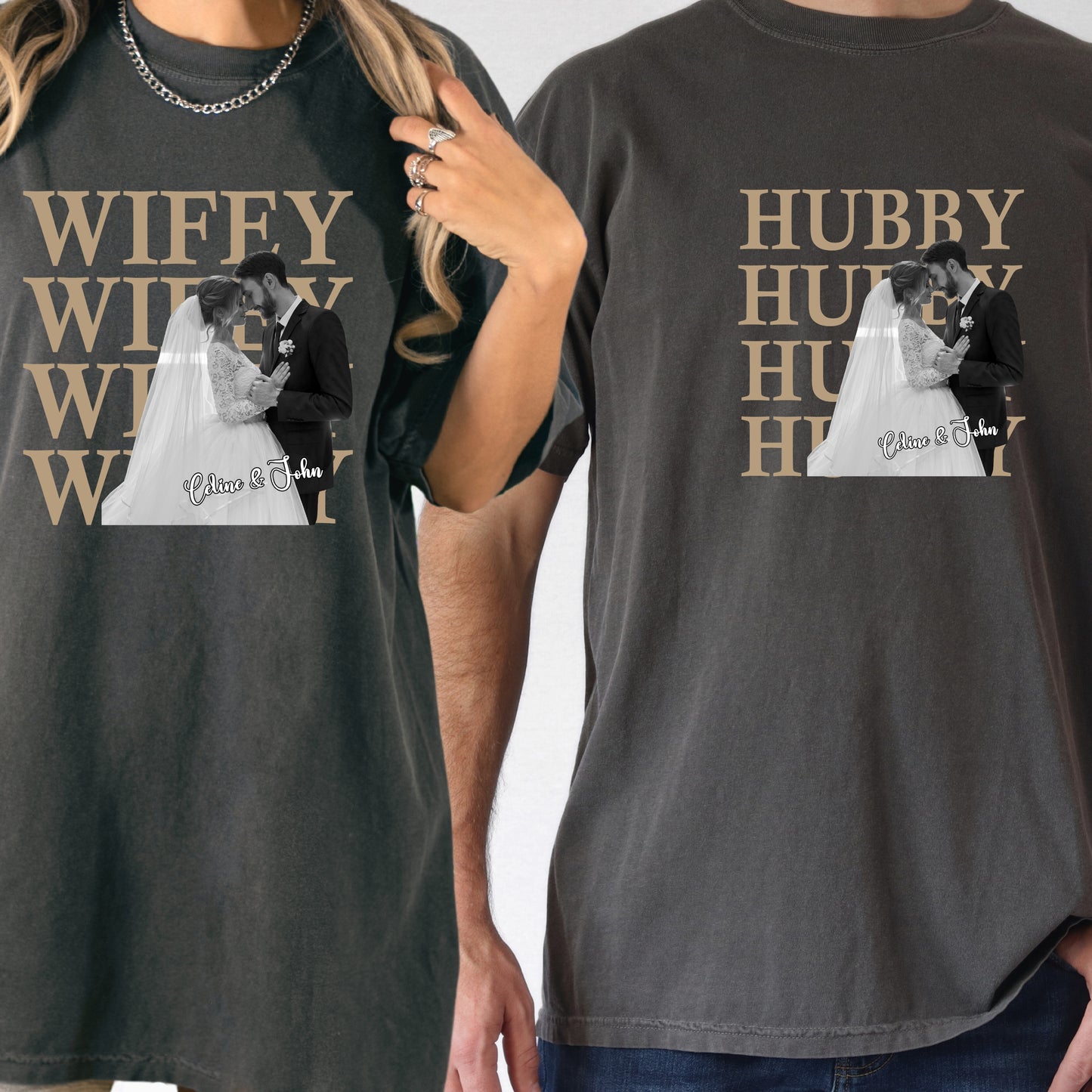Custom Photo Wifey Hubby Shirt
