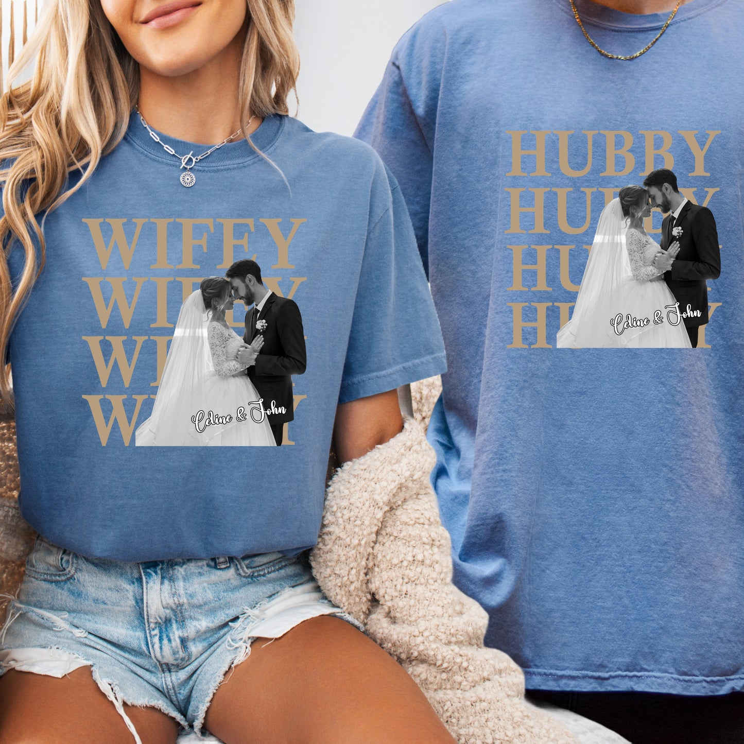 Custom Photo Wifey Hubby Shirt
