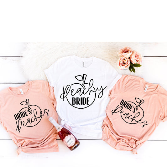 Peachy Bride Shirts, Bride's Peaches Shirts, Southern Bachelorette Shirts, Savannah Peach Bach Shirt,Georgia Bach Tee,Bridesmaid Gift Shirts