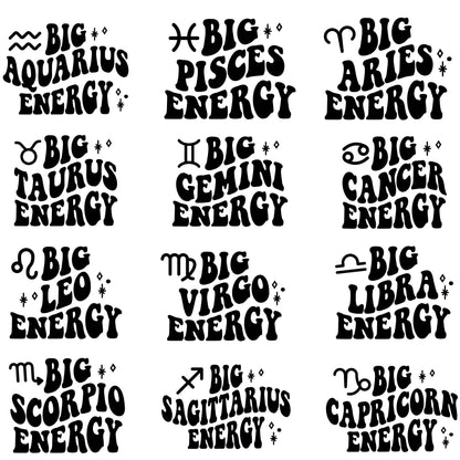 Zodiacs Signs Shirt, Astrology Birth Shirt, Big Energy Shirt, Retro Shirt, Zodiac Birthday Shirts, Aquarius, Leo Baby, Zodiac Birthday Gift