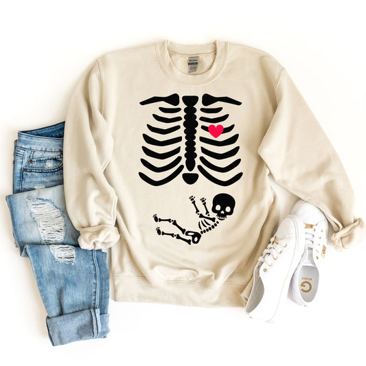 Skeleton Halloween Maternity Sweatshirt Pregnancy Announcement Sweatshirt Pregnant Women Halloween Costume New Mom Sweater Mommy to Be Gift