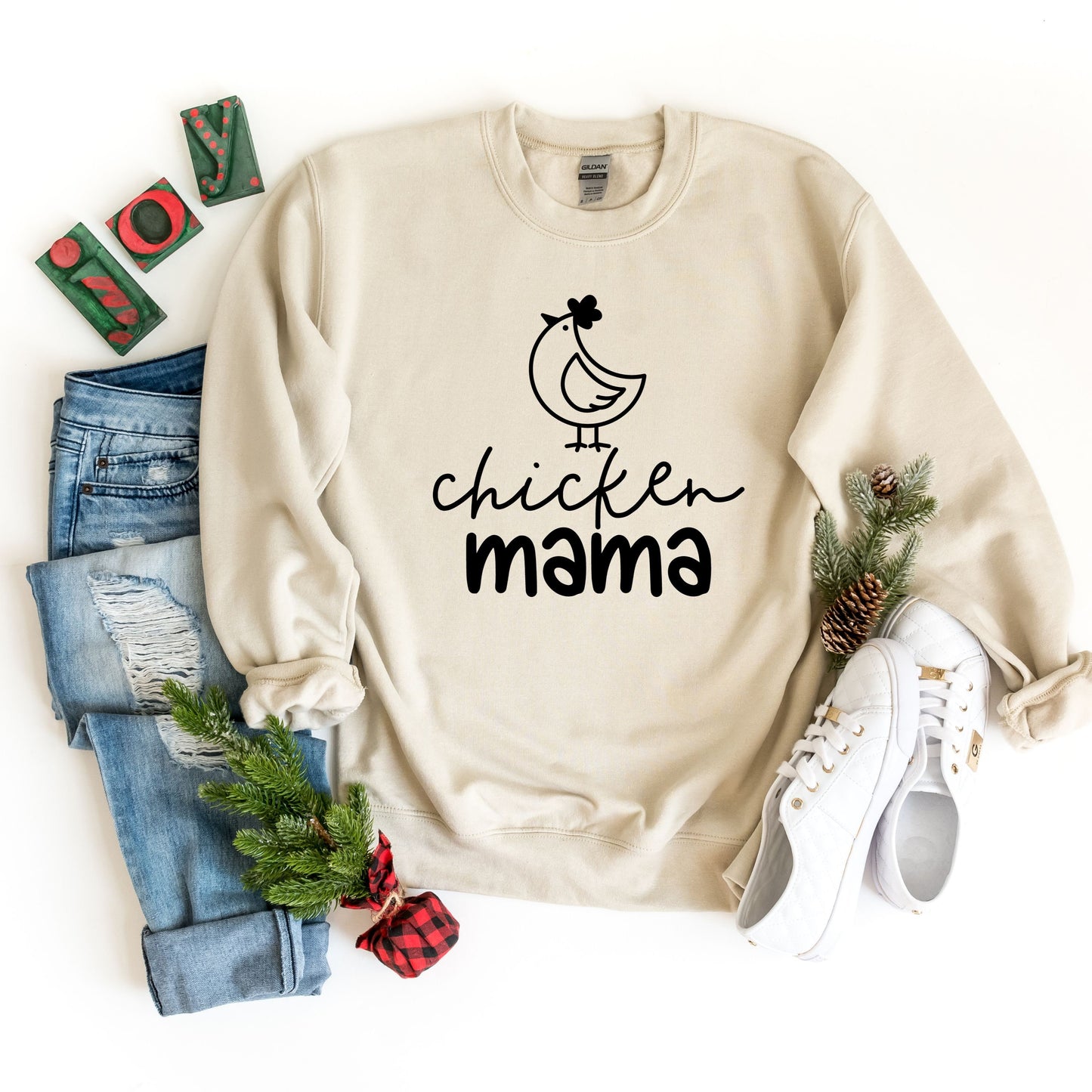 Сute Christmas Mom Chicken Sweatshirt, Christmas Farm Sweatshirt, Funny Christmas Chicken Sweatshirt,Chicken Mama Christmas Crewneck Sweater