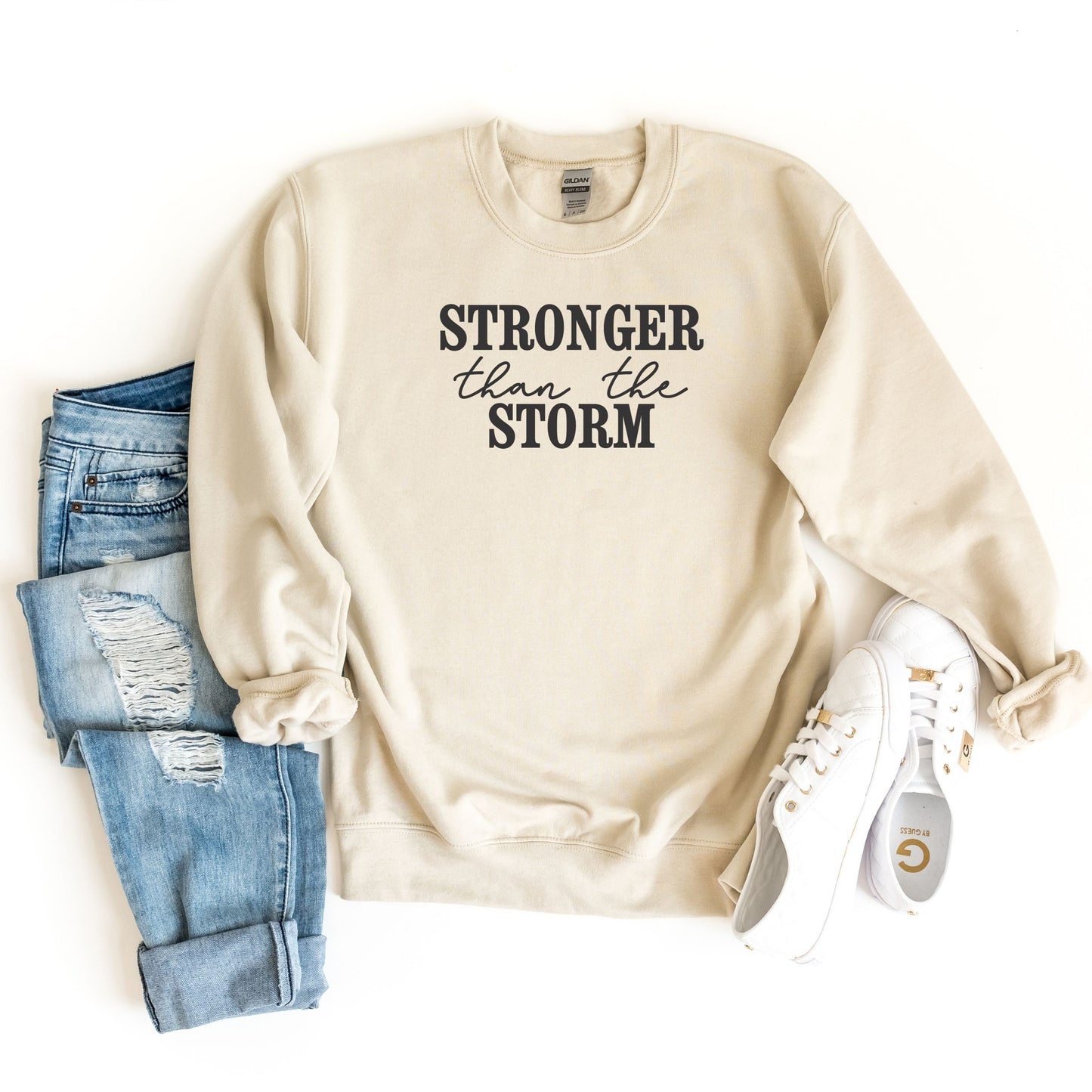Encouragement Sweatshirts, Motivational Stronger Than The Storm Sweater, Girl Power Sweatshirt, Empowerment Crewneck, Inspirational Gifts