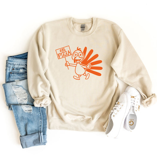 Funny Thanksgiving Sweatshirt, Turkey Eat Pizza Sweater, Thanksgiving Dinner Sweatshirt, Cute Turkey Family Thanksgiving Dinner Sweatshirt