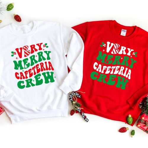 Very Merry Cafeteria Crew Sweatshirt, Lunch Lady Sweatshirt, Cafeteria Worker Gift For Lunch Ladies Sweater, Holiday Season Lunch Squad