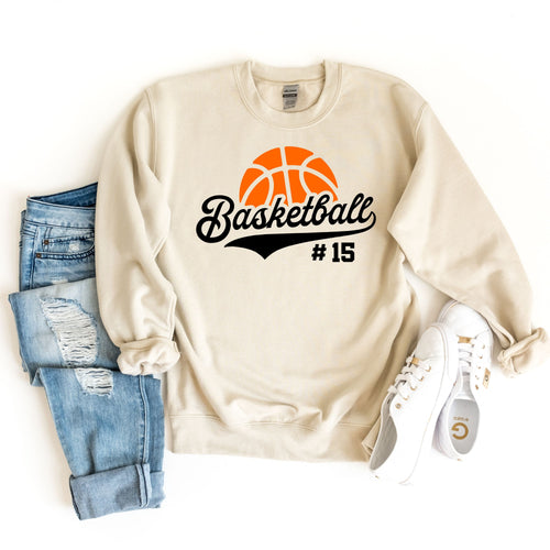 Custom Player Number Basketball Sweatshirt, Custom Basketball Mom Sweatshirt,Game Day Basketball Sweat,Basketball Gift,Basketball Team Sweat