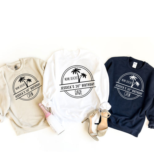 Custom Beach Birthday Party Sweatshirt, Custom Beach Birthday Babe Crew Sweater, 50th Birthday Sweatshirt, Beach Birthday Sweatshirt,30 Babe