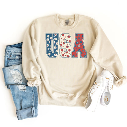 Retro USA Sweatshirt, Usa Crewneck, 4th of July Sweatshirt, Independence Day Outfit, American Flag Sweatshirt, US Flag Sweatshirt, USA Sweat