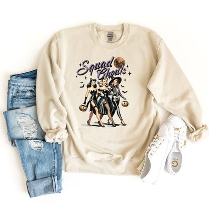 Squad Ghouls Sweatshirt, Retro Halloween Sweater, Spooky Girls Sweat, Halloween Witches Sweatshirt, Lets Go Ghouls, Halloween Women Sweater