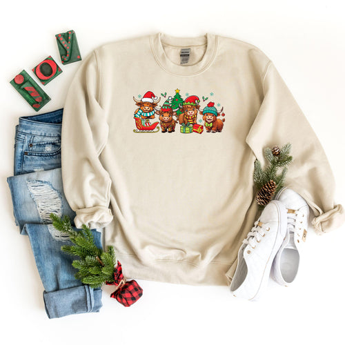 Cow Santa Hat Sweatshirt, Christmas Sweatshirt, Cows Sweatshirt, Christmas Santa Claus Shirt, Christmas Family Sweater, Western Sweatshirt