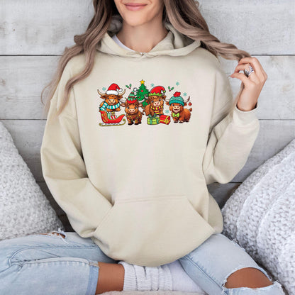 Cow Santa Hat Sweatshirt, Christmas Sweatshirt, Cows Sweatshirt, Christmas Santa Claus Shirt, Christmas Family Sweater, Western Sweatshirt