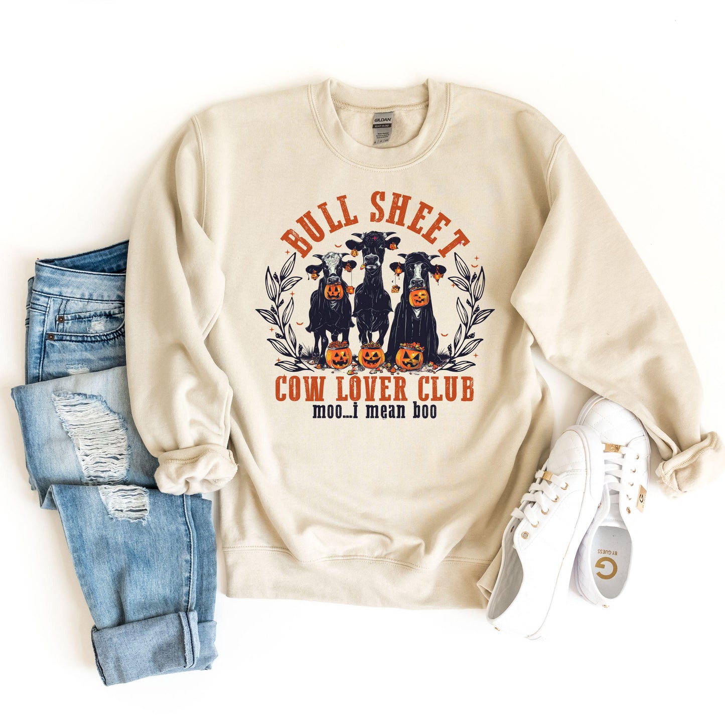 Bull Sheet Sweatshirt, Cow-Bull Lover Club Hoodie, Black Bull Sweatshirt,Cow Bull Sheet Halloween,Boo Moo Sheet Sweats,Bull Hoodie,Cow Sweat