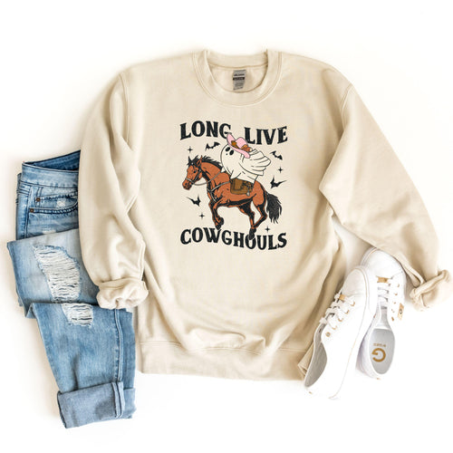 Long Live Cowghouls Sweatshirt, Western Halloween Sweater, Cowboy Ghost Hoodie, Halloween Gift, Cowgirl Halloween Sweater, Spooky Cowboy Tee