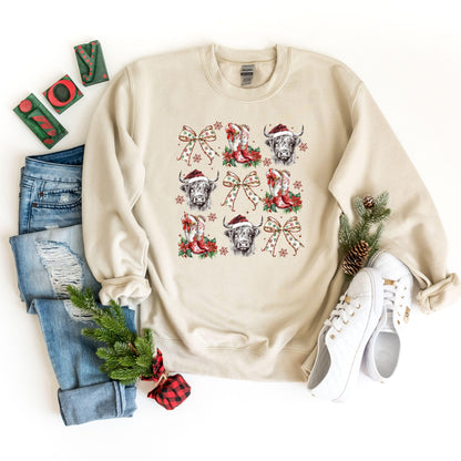 Cow Boot Christmas Sweat Hoodie, Cow Hoodie Sweatshirt, Cow Christmas Gift, Christmas Sweat Hoodie, Cow Gift,Funny Christmas Shirt Hoodie