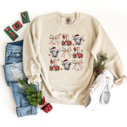 Cow Boot Christmas Sweat Hoodie, Cow Hoodie Sweatshirt, Cow Christmas Gift, Christmas Sweat Hoodie, Cow Gift,Funny Christmas Shirt Hoodie