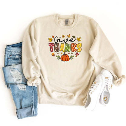 Thanksgiving Sweat Shirt, Fall Apparel, Autumn Hoodie, Thanksgiving Gifts, Give Thanks Shirt, Christian Fall Sweatshirt, Fall Religious Tee