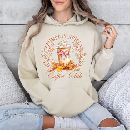 Coquette Pumpkin Spice Coffee Club Sweatshirt, Fall Coffee Sweater, Halloween Sweat, Pumpkin Spice Coffee Club Hoodie, Women Fall Hoodie