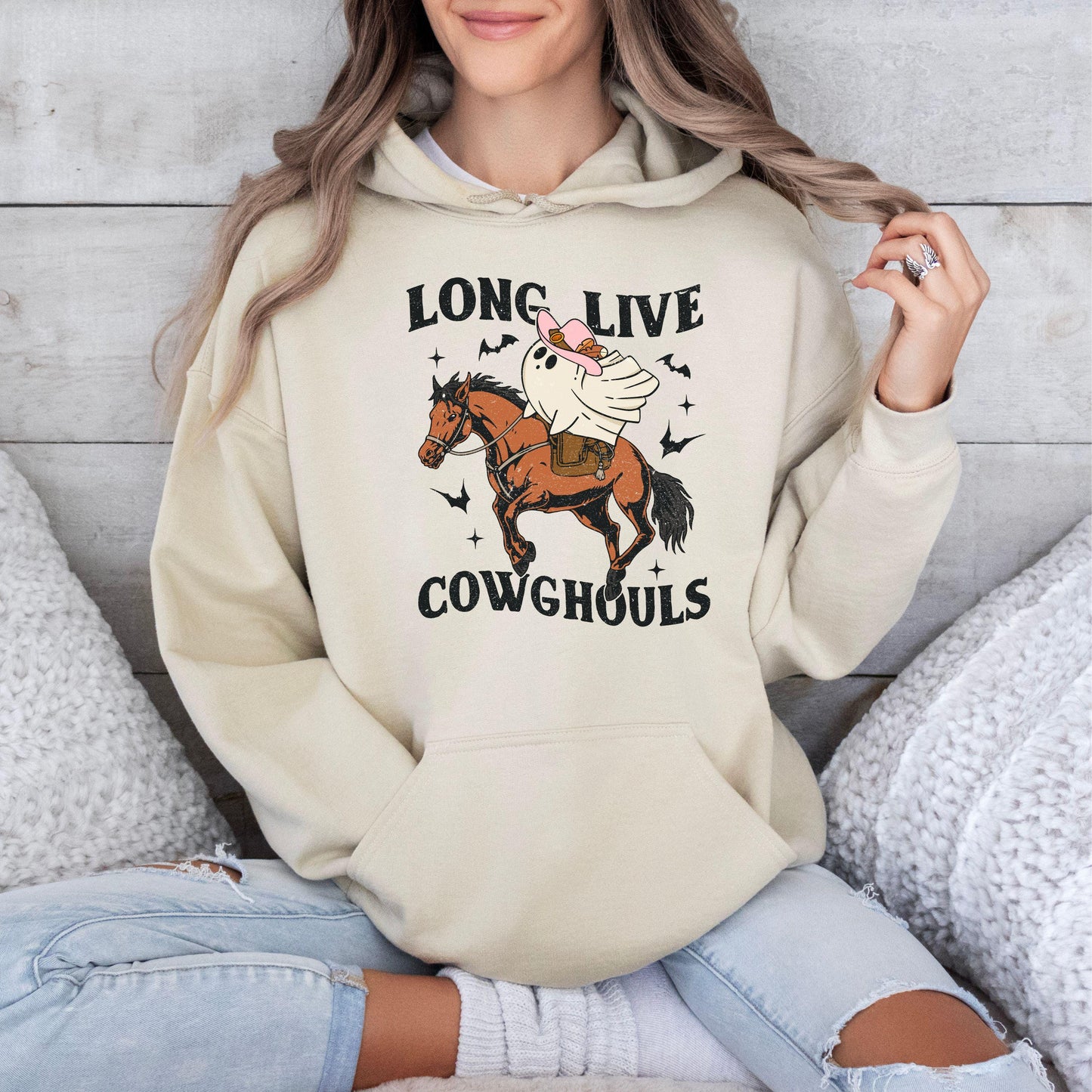Long Live Cowghouls Sweatshirt, Western Halloween Sweater, Cowboy Ghost Hoodie, Halloween Gift, Cowgirl Halloween Sweater, Spooky Cowboy Tee