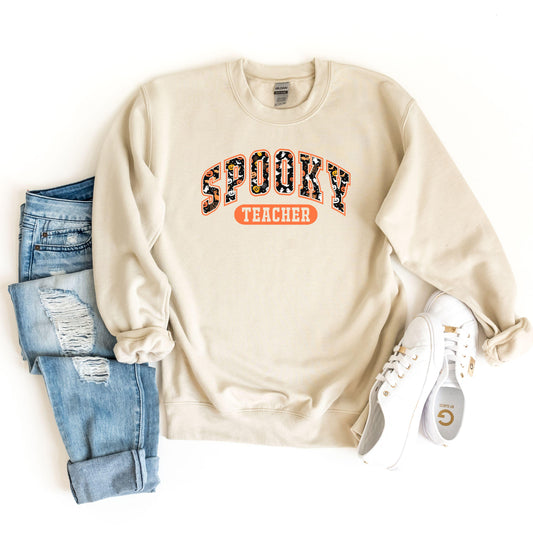 Halloween Teacher Sweatshirt, Spooky Teacher Hoodie, Cute Halloween Sweater for Teacher, Spooky Vibes Teacher, Cute Ghost Sweatshirt
