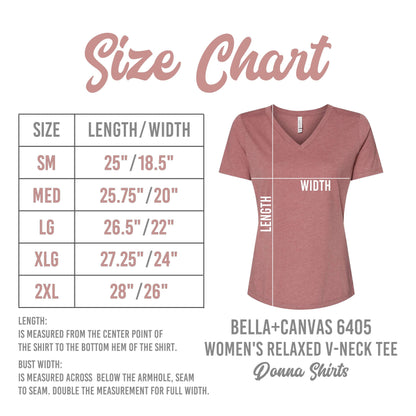 the size chart for a women's v - neck t - shirt