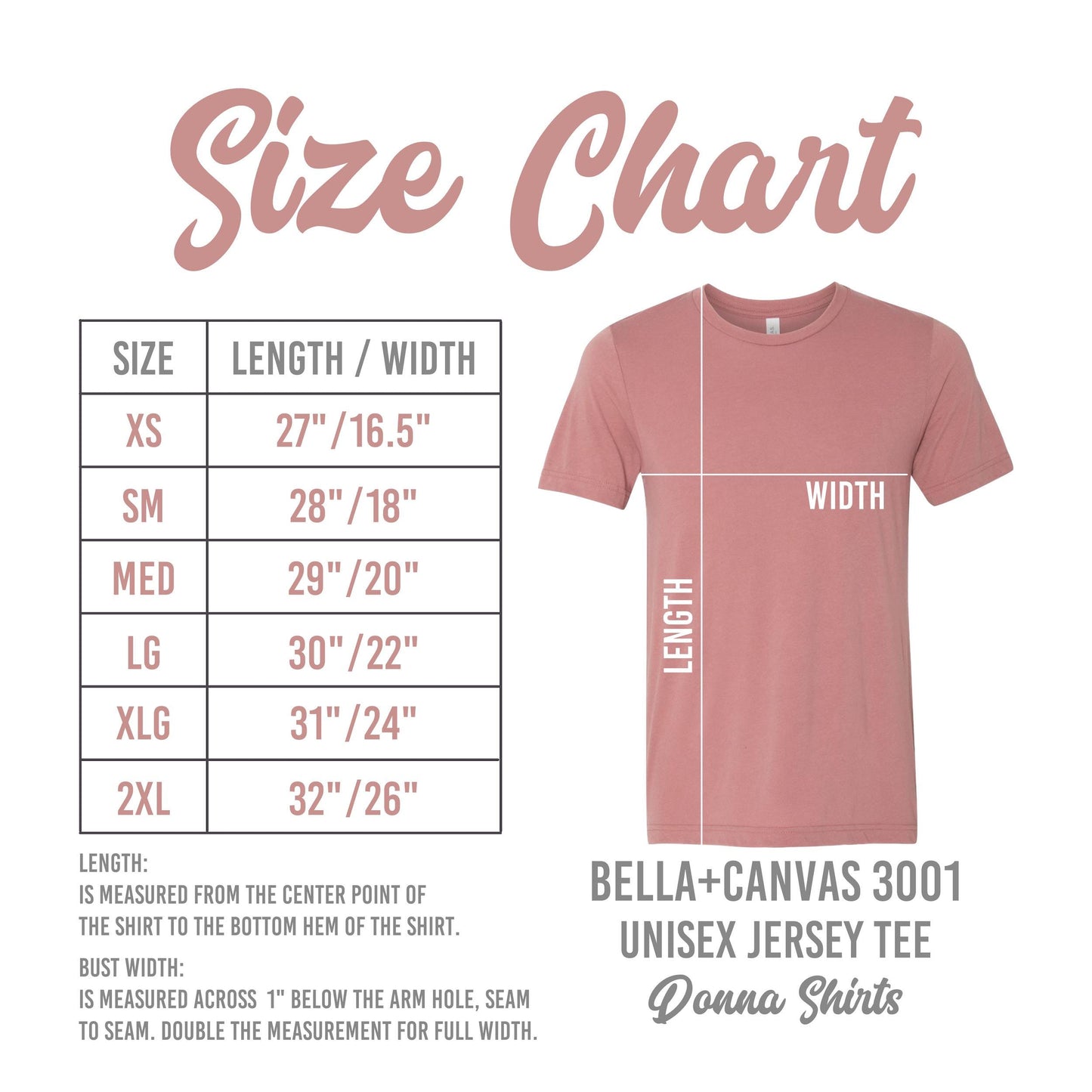 the size chart for a women&#39;s t - shirt